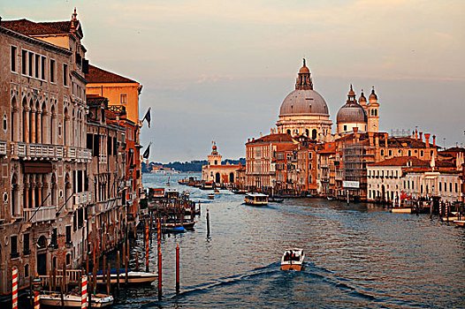 教堂,圣马利亚,行礼,大运河,风景,日出,船,威尼斯,意大利