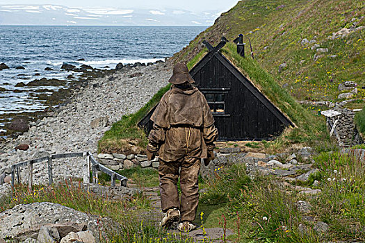 冰岛,海事博物馆,车站,19世纪,传统服饰,羊皮,涂层,鱼,油