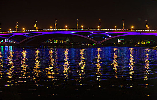 夜景,桥,湖,桂林,广西,中国