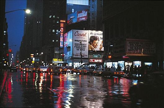 街道,夜晚,时代广场,纽约,美国,北美