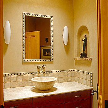 浴室,墙壁,建造,砖坯,传统,凹室,小,老式,小雕像