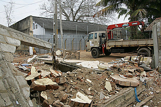 一月,2005年,线,监狱,犯人,故事,墙壁,落下,斯里兰卡,海啸