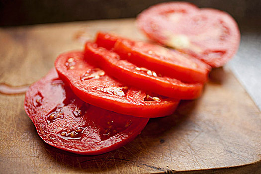 西红柿,切片,木质,案板