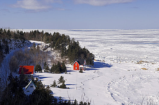俯视,冰,湖,魁北克,加拿大