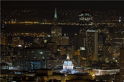 旧金山,城市,市政厅,夜晚