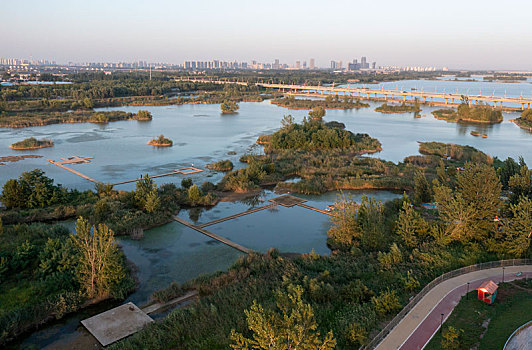 石家庄市,滹沱河生态旅游区跑马场,航拍画面