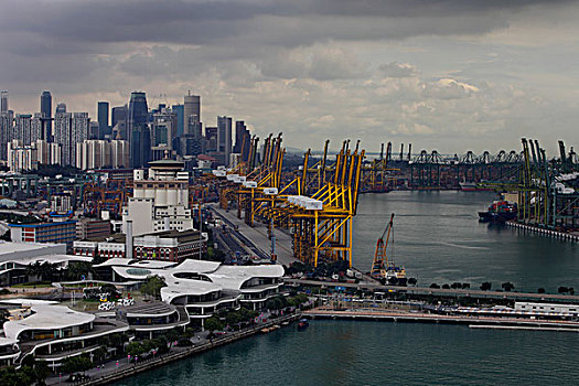 造船厂,新加坡,天际线,背景
