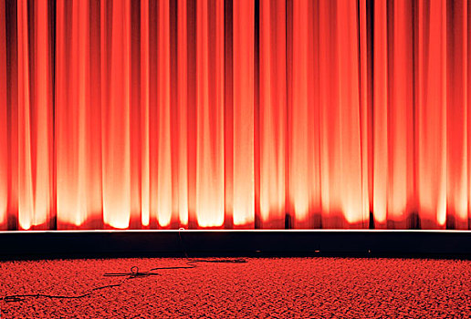 大,红色,电影院,帘,照亮,仰视,线缆,上方,地面,后面