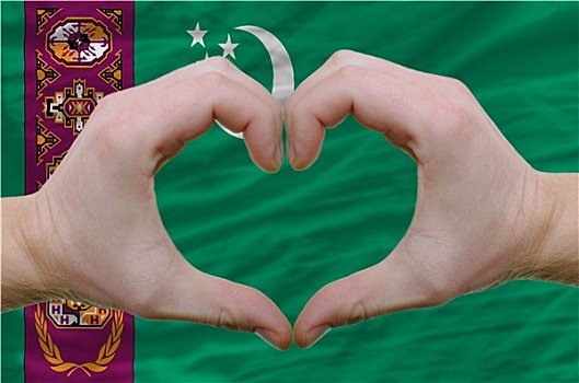心形,喜爱,手势,展示,上方,旗帜,土库曼斯坦