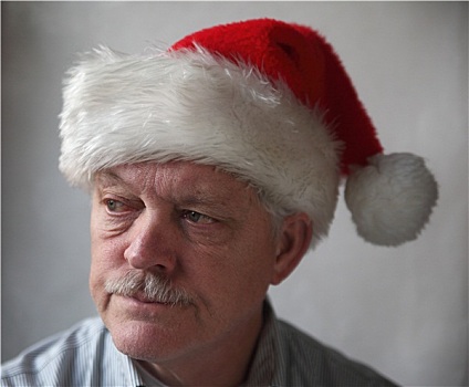 烦扰,老人,圣诞帽