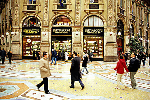 行人,奢华,购物,拱廊,橱窗,购物中心,豪华,商店,米兰,伦巴底,意大利,欧洲