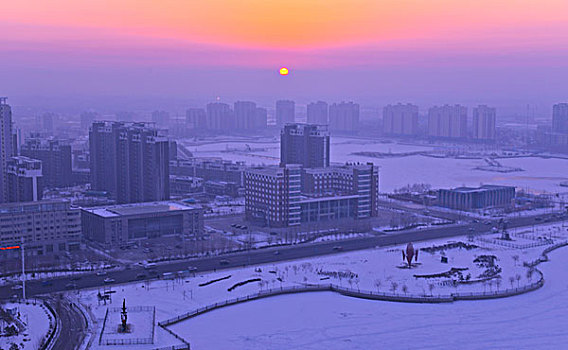 大庆市冬季晨光