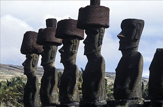 石头,雕塑,汉加洛,复活节岛,智利