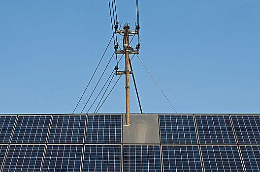 屋顶,太阳能电池板,电线杆,农产品,电,能量