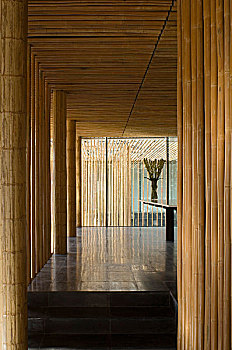 走廊,竹子,墙壁,房子,建筑师,2002年,局部,交谈,长城,京郊