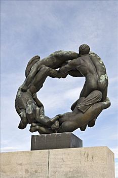 青铜,雕塑,福洛格纳公园,奥斯陆,挪威,斯堪的纳维亚,欧洲