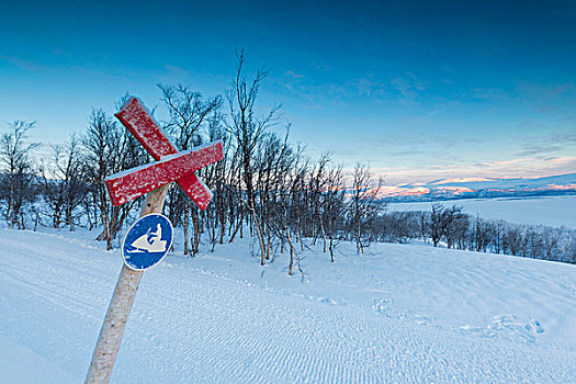 广告牌,雪,滑雪坡,市区,诺尔博滕县,拉普兰,瑞典