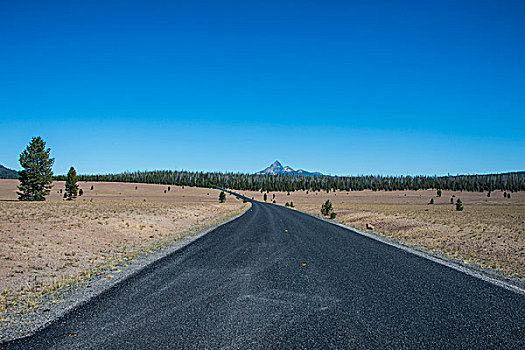 长,道路,火山湖国家公园,俄勒冈,美国
