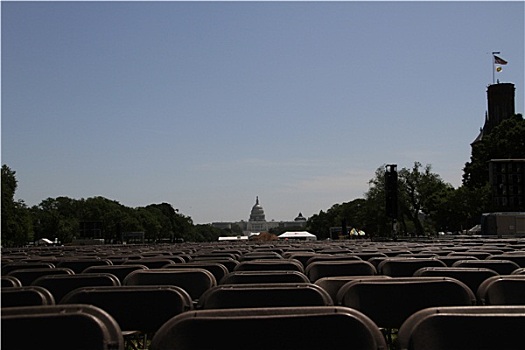 风景,国会大厦,华盛顿,草坪,放,椅子,公用