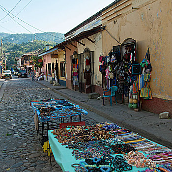 珠子,项链,出售,市场货摊,村镇,洪都拉斯