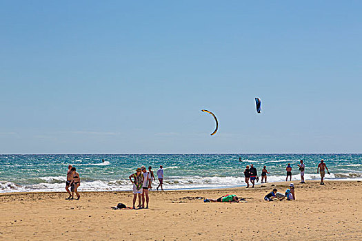 海滩,沙丘,大卡纳利岛,西班牙,欧洲