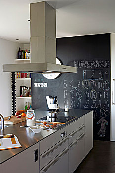 厨房操作台,油烟机,现代,厨房,黑色,背景