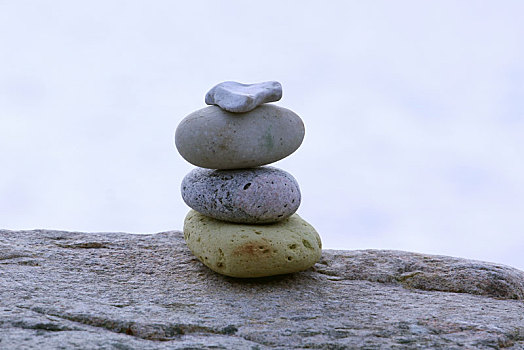 平衡,石头,圆石滩,日落