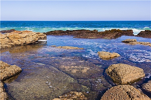 海洋,岩石,水池