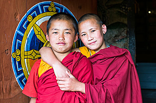 孩子,高兴,和尚,不丹