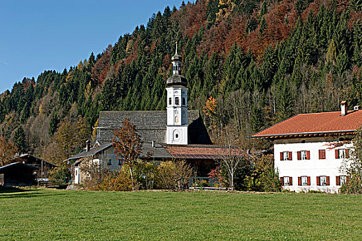 教区教堂,圣麦克,山谷,上巴伐利亚,德国,欧洲