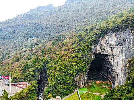 航拍湖北恩施利川腾龙洞风景区