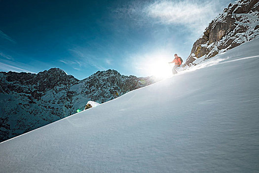 奥地利,提洛尔,山,滑雪,下坡