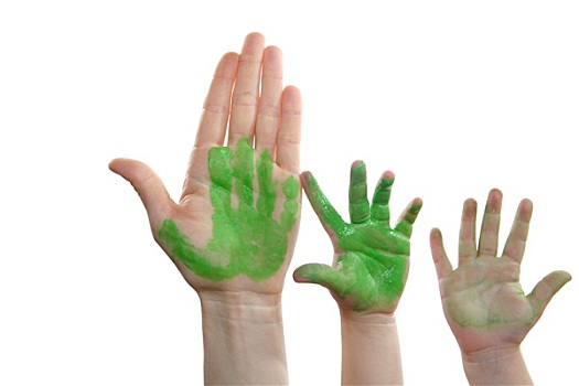 绿色,绘画,母亲,儿子,女儿,手