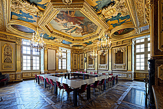 法国,伊勒-维莱讷省,雷恩,宫殿,布列塔尼半岛,布列塔尼,吸引力,房间,会议室,天花板,绘画
