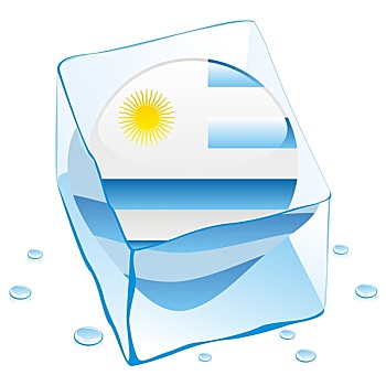 乌拉圭,旗帜,冰冻,冰块