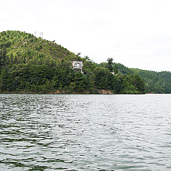 场景,山,围绕,湖