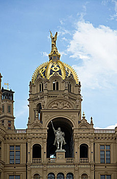 圆顶,雕塑,金色,公爵,修威林,梅克伦堡,德国