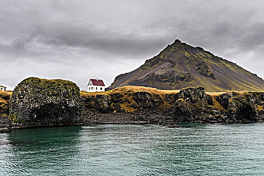 斯奈山半岛,西部,冰岛,孤单,房子,海岸