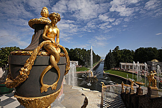 俄罗斯,圣彼得堡,彼得夏宫,宫殿,彼得宫,喷泉