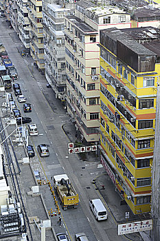 旧式楼宇及马路,香港九龙城区