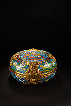 铜鎏金珐琅盖盒