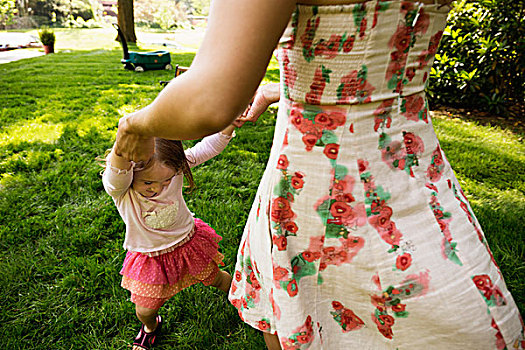 母亲,幼儿,女儿,跳舞,公园