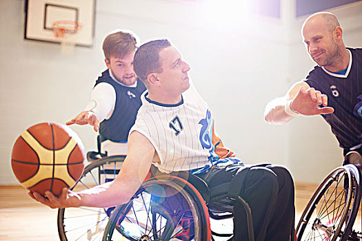 轮椅,篮球手,玩,篮球