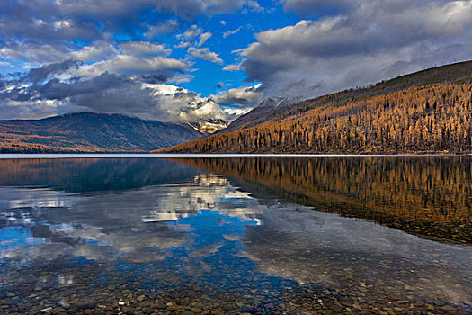 湖,秋天,冰川国家公园,蒙大拿,美国,大幅,尺寸