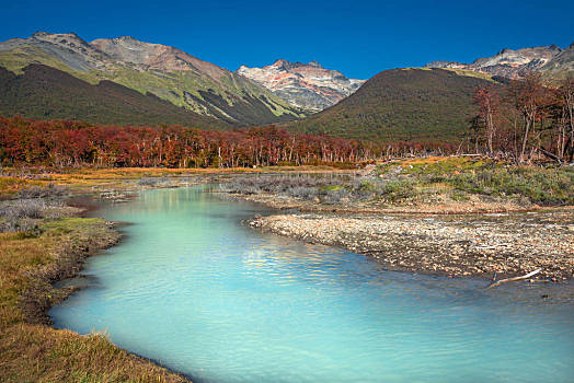 漂亮,风景,火地岛,国家,火地岛国家公园,秋天,阿根廷