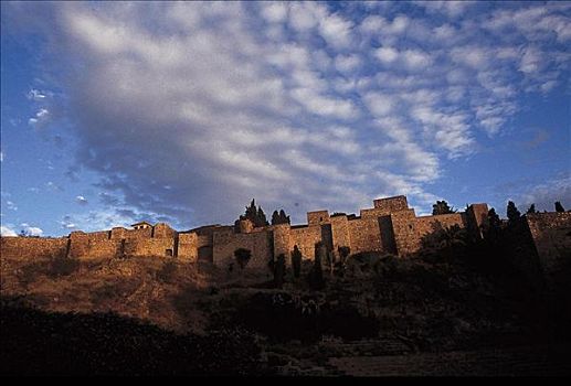阿尔卡萨瓦城堡,马拉加,安达卢西亚,西班牙,欧洲