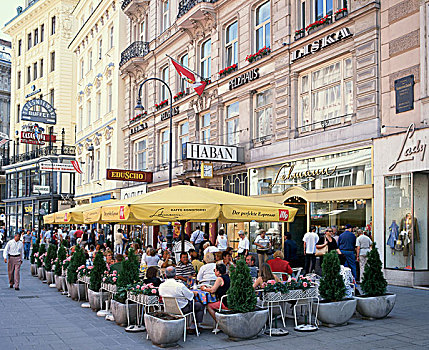 人群,街边咖啡厅,维也纳,奥地利