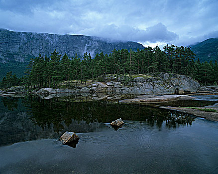 岩石,风景,河,挪威,斯堪的纳维亚,欧洲