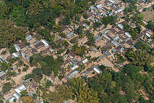 俯视,风景,房子,近郊,高哈蒂,阿萨姆邦,印度,亚洲