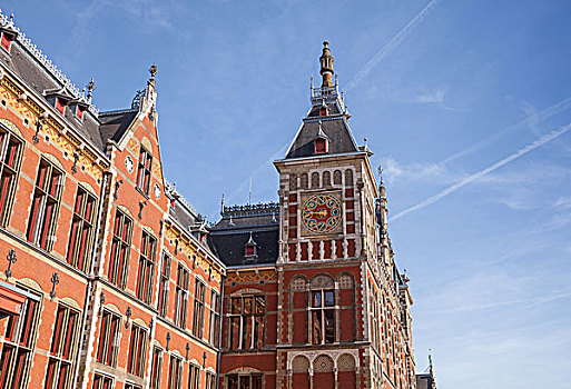 老建筑,建筑,阿姆斯特丹,中心,火车站,城市